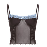 Top corto de malla con retazos